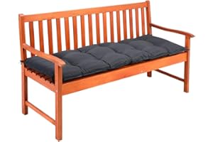 DETEX® Bankauflage Sitzkissen Anthrazit Polyester Visko-Effekt 145x45cm Sitzpolster Gartenbank Bank Kissen Polster Auflage Rückenkissen Bankkissen Sitzauflage 3-Sitzer