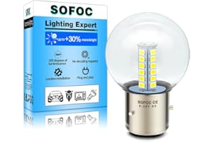 SOFOC BA21D Ampoule LED Pour Phare De Moto Blanche Compatible 6V 12V 24V 6-30V CA/CC 2W G40 Conception 1:1 Avec La Lampe Halogène D'Origine 1 Pièce