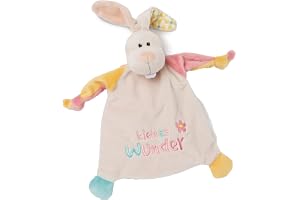 NICI 46733 hare litet mirakel, 25 x 25 cm från 0+ månader – gosa handduk för spädbarn och småbarn – babygosiga djur/snörhandduk – gosig duk för flickor och pojkar, beige/färgglad