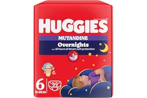 Huggies Overnight Pannolini Notte Bambino, Taglia 6 (15-25 kg), Pannolini Assorbenti per la Notte, Design Disney, Confezione da 22 mutandine
