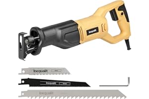 Inequalit Seghetto alternativo 710W, Sega a Gattuccio a filo con Velocità Variabile 0-3000SPM​,​ taglio max legno 115 mm,20mm lunghezza della corsa,Cambio Lama Facile, 3 Lame per Legno/Metallo/PVC