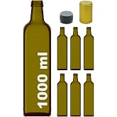 Afracam Maraska Green 1000 ml Empty Glass Bottle with Locked Lid and Hood 6 Pieces