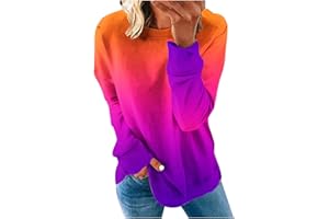 AMhomely Womens Tops Clearance Casual Long Sleeve Sweatshirt Classic Crew Neck Pullover Tops Dressy Graphic Print Loose Jumper Baggy Tunic Tee Shirts Tops Christmas