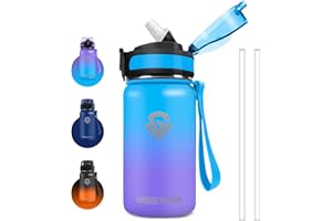 GRSTA Grastra Gourde Isotherme 500ml Paille Anti-Fuite Double-Paroi Isolante Métal Sans BPA Réutilisable Facile à Nettoyer - Bouteille d'Eau École Bureau Outdoor