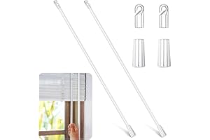 Midyrrg 2pcs 17 Inch Venetian Blind Wand Clear for Blind Curtain Opener,Vertical Blind Wand Replacement Parts Kit with Hook and Grip,Acrylic Window Blinds Pull Wand,Curtain Pull Rods