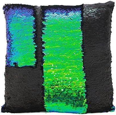Kunshop Reversible Sequins Mermaid Pillow Covers 40×40 cm Magical Color Changing Pillowcase Christmas Decoration (01)