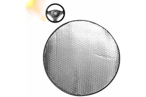 AUTOZOCO Parasol Volante Coche, Protector Solar para Volante de Coche, Funda de Protección Solar del Volante, Parasol Volante Plegable Fácil instalación, Diámetro 43 cm, Compatibilidad Universal
