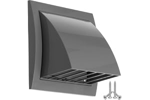 150 x 150 mm/Ø 100 mm grått ventilationsgaller med väderskydd – plast väderskyddsgaller – fasadgaller med baklucka