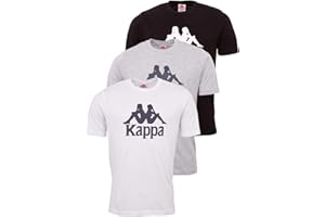 Kappa Tshirt Herren VEPPEL im 3er Pack | T Shirts Männer mit Rundhalsausschnitt und Logodruck | Basic T-Shirt für Herren | Kurzarm Oberteil für Sport und Freizeit | Regular Fit I In Größen S-2XL
