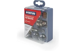 STATUS 10‑Piece Universal Replacement Car Bulb and Fuse Kit, Emergency Spare Light Bulbs + Fuses for Common Vehicle Levels, Compact Storage Case, (CSBK1PKB6)