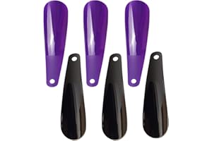 ZARADU 6 Pièces Chausse Pied Portable | PP Chausse Pied | chausse-pieds en plastique | Tire-Chaussure Durable pour Toutes les Tailles de Pieds, Adapté aux Hommes, Femmes et Enfants (Noir, Violet)