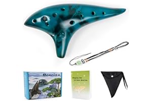 LOTMUSIC Ocarina 12 Tones Alto C mit Song Book Display Stand Neck String Neck Cord (Blau)