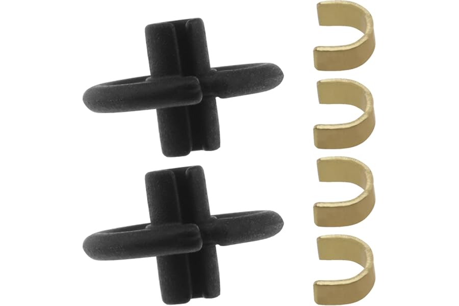 VGOL 2 Sets Kisser Buttons Fit For All Types of Bows Compound Recurve Archery Buckle With 4PCS Copper Anchor Clips, Black Golden
