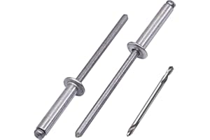 SKIR'CO (400 piezas) Remaches ciegos de aluminio de 3,2 x 15 mm, mandril de aluminio, remaches pop, cabeza de cúpula, una broca incluida