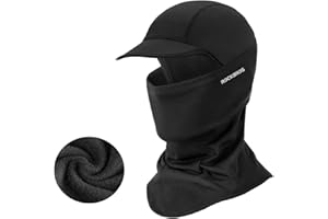 ROCKBROS Zimowa Kominiarka Balaclava Damska Męska Ciepła Kominiarka z Rondem Maska Rowerowa Czarna