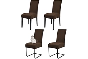 Pesonlook Dining Chair Covers Set of 4,Stretch Dining Chair Slipcovers Protector, Spandex Seat Covers,Removable Washable Slipcovers ​for Hotel, Restaurant,Dining Room,Banquet(Dark Brown)