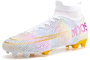 WOWEI Chaussures de Football Homme Crampons Foot Garçon Professionnel High Top Spike Chaussures Antidérapant Athlétisme Entrainement Chaussures Crampons de Sport Adolescents