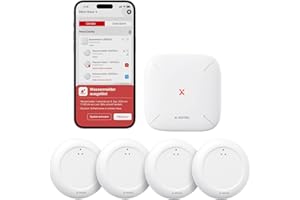 X-Sense SWS0A41 WLAN Water Detector with SBS50 Base Station, Smart Water Detector, App Warnings (Only 2.4 Ghz), Waterproof to IP67, Wireless Water Sensor for Kitchen, Bathroom, Basement, SWS0A41, Set