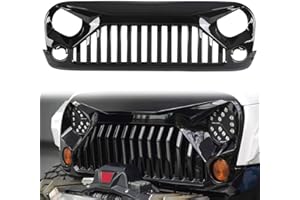 CStern Rejillas Frontales de Radiador Parrilla de Calandra Delantera de Malla del Coche Negra Brillante para Wrangler JK 2007-2018 Cubierta de Malla de Parachoque de ABS