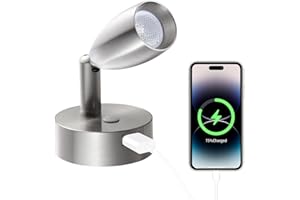 acegoo Lampe de Lecture LED 12V Camping-Car avec Chargeur USB Lit Murale Chevet Spot, Dimmable DC12-24V pour Bateau Cabine Camion Van Caravane (Nickel brossé, 1 Pcs)