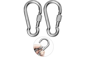 dismboon M8 Safe Lock Carabiner Clip, Heavy Duty 304 Stainless Steel Snap Hook Carabiner Hook for Outdoor Climbing Hiking Camping Fishing Boats Backpacks Chains Hanging Swing Hammock