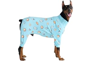 Spark Paws Pigiama per cani, ultra morbido e elasticizzato in 4 direzioni, tuta da recupero per razze piccole, medie e grandi, blu colazione, 4XL