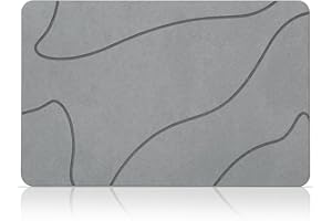 NAYAHOSE Stone Bath Mat, 100% Natural Diatomaceous Earth Shower Mat, Non-Slip Super Absorbent Quick Drying Bathroom Floor Mat, Shower Mat for Bathroom Floor, Easy to Clean (Dark grey)