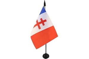 AZ FLAG - Drapeau De Table France Général de Gaulle 21x14 cm - Petit Drapeau Français Charles De Gaulle De Bureau 100% Polyester Avec Hampe De 25cm Et Socle En Plastique Noir