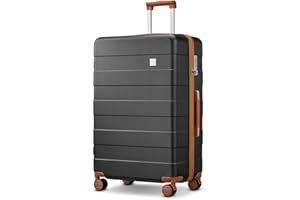 imiomo Koffer Trolley Koffer Reisekoffer von ABS Hartschalen Trolley Kofferset mit TSA Schloss und 4 Rollen Schwarz