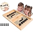 Fast Sling Puck Game,Catapult Chess Bumper 2 in 1 Slingshot Wooden Paced Table Ice Hockey Winner Board Party Game Toy for Adults & Kids