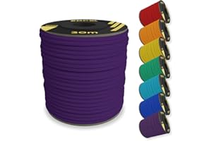 Paracorde en Nylon EDCX 4 mm 550 30 m (100 Pieds) - Type III, Corde 100% Nylon, Corde à 7 brins, Corde en Nylon 4 mm dans des Couleurs Unies (Purple, 30 m)