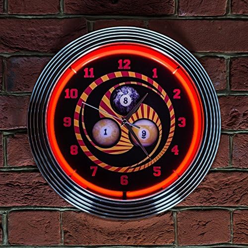 1, 8, 9 BILLIARDS NEON CLOCK - Real Neon (not LED)