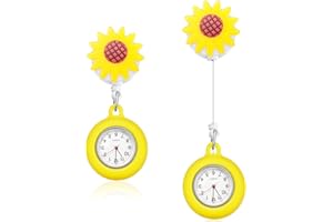 Weewooday 2 Orologi da Polso per Infermiera di Girasole Orologio da Tasca a Scomparsa da Appendere Orologio Infermieristico a Clip Portatile Orologio Carino a Spilla per Dottore Regalo per Donna