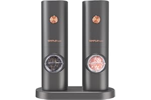 Salz und Pfeffer Mühle Elektrische, SIMPLETASTE 2er Set Gewürzmühlen Batteriebetrieb mit 4 AAA Einstellbarem Keramikmahlwerk