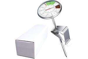 CANCYCC Thermomètre de cuisson en acier inoxydable 304 - Thermomètre à lait - Thermomètre de cuisine - Barista - Avec clip - Pour la cuisson, le lait, le café, le barbecue, le steak, etc.