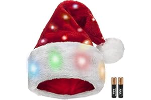 Winks Novelty Plush Santa Hat - Light Up, Funny Christmas Hats for Kids & Adults