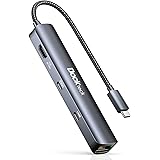USB C Hub HDMI 4K 60Hz, 6 in 1 Dockteck USB C Dock Ethernet, MacBook Pro Adapter iPad mit LAN RJ45, 2 USB-C Port Daten 100W P