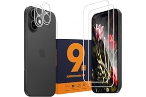 Carantee 2 Stück Schutzfolie für Panzerglas für iPhone 16 5G, +2 Kameraschutz, 9H Härte, 2,5D-Abdeckung Schutzglas, Blasenfreie, Sensitive Touch, Hoch Definition iPhone 16 Displayschutzfolie