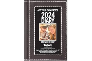 QUICKDRAW 2024 Pocket Week to View Diary Add Your Own Photo Cover Organiser Planner (Black)