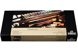Rembrandt Professional Oil Paint Set in Luxury Wooden Box Traditional | 16 Colours + Brushes & Accessories