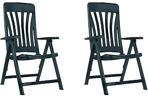 RESOL GRUPO GARBAR BLANES Set 2 Silla con Brazos Multiposiciones Exterior | jardín, terraza, balcón, Playa, Piscina, Picnic, Camping, Catering | diseño, Ligero, Plegable, reclinable | Antracita
