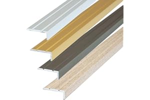 Dalsys Treppenkantenprofil selbstklebend 135cm x 25mm x 20mm aus Aluminium, Bodenprofil für Treppenwinkel Eiche hell