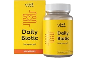 Vitl Daily Biotic with 9 Probiotic Strains - 30 Vegan Capsules - Probiotic with a Complex Blend of Gut Friendly Bacteria - Restore Balance in The Gut & Aid Digestion - 1 Month Supply