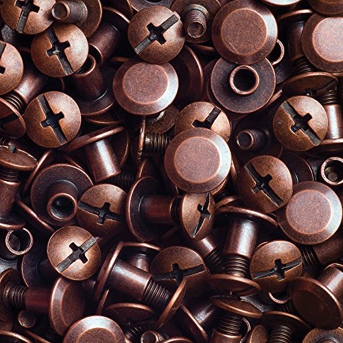 30 Schraubnieten Gürtelschrauben Buchschrauben Chicagoschrauben Nieten zum Schrauben 5MM kupfer-antik - 2