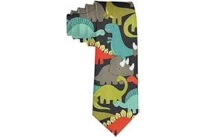 COLORFULSKY Niedliche Dinosaurier-Krawatten für Herren, schmal, Neuheit, Niedlicher Dinosaurier, Einheitsgröße