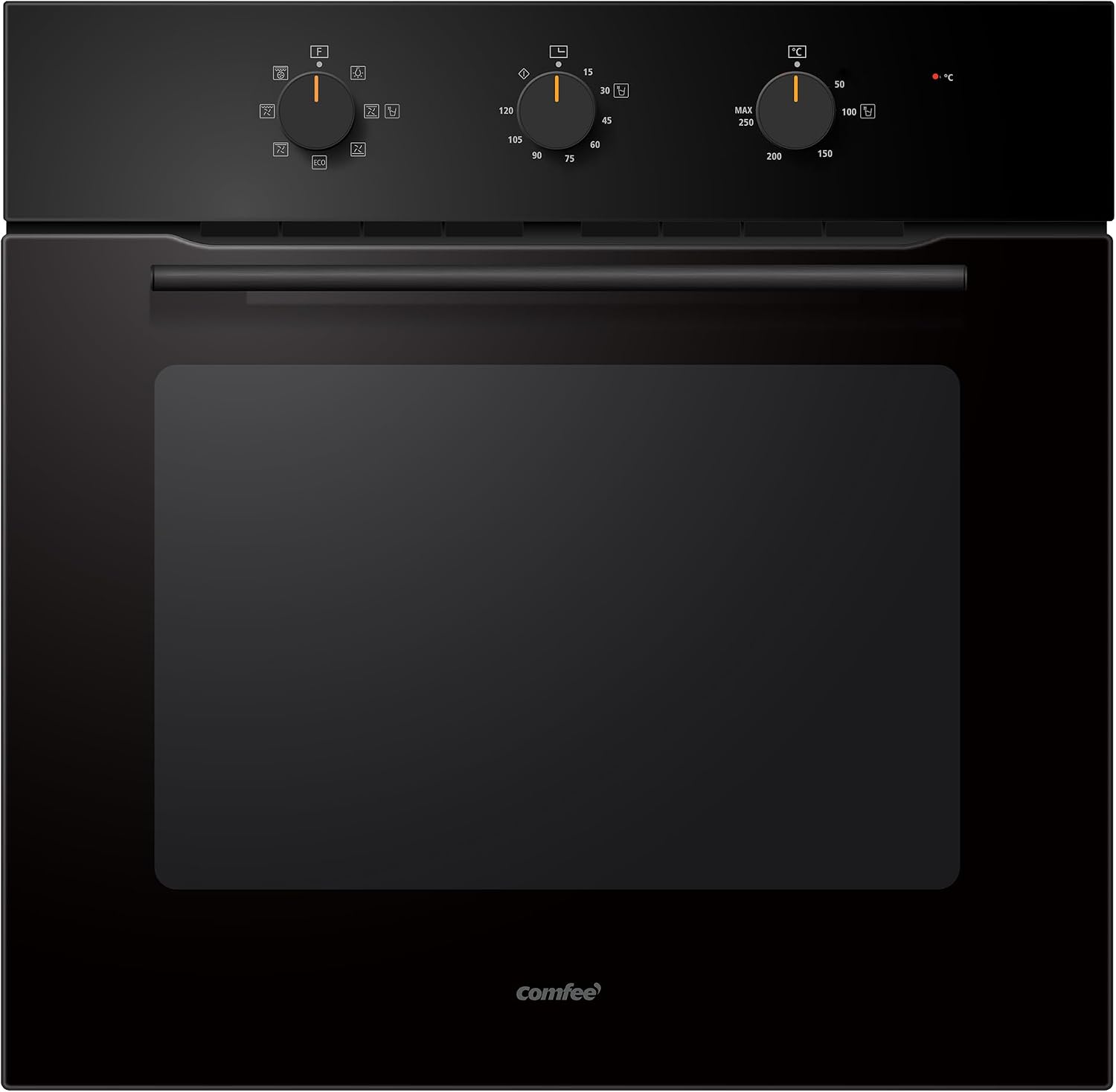 COMFEE' 60L, 60cm Wide, Single Electric Built-in Fan Oven, 8 Function with Air Fry, Multiphase Cooking and Easy Cleaning Removable Door, Color Black - CBO60M80M1-BK