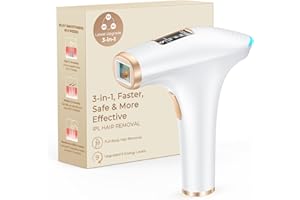 Haarlosy IPL Hair Removal Device - 3-in-1 & Faster & Painless & Salon Quality Long Lasting Results, at-Home Laser Hair Remover for Women and Men, Ideal for Face, Bikini Line, Body, White