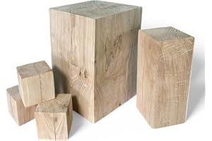 Byggklossar av ek, byggklossar av massivt ekträ 20x20x...cm, pelare, dekorativa klossar, pall, stöd, trädekor för hemmet, naturprodukt, stil