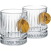 Bitcoin Madeni Para Hediyelik &Ouml;zel Kristal L&uuml;ks 2&rsquo;li Viski Bardağı Set 355cc