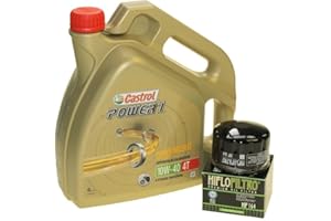 CITOMERX Set para cambio de aceite, 4 litros, Castrol, SAE 10 W-40 Power 1, 4T, incluye filtro de aceite HiFlo HF164, p. ej., F 650, K 1200, R 1200, K 1600
